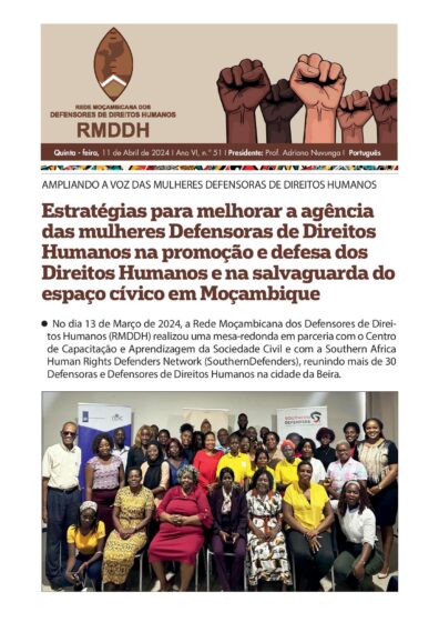 Estratégias para melhorar a agência das mulheres Defensoras de Direitos Humanos na promoção e defesa dos Direitos Humanos e na salvaguarda do espaço cívico em Moçambique